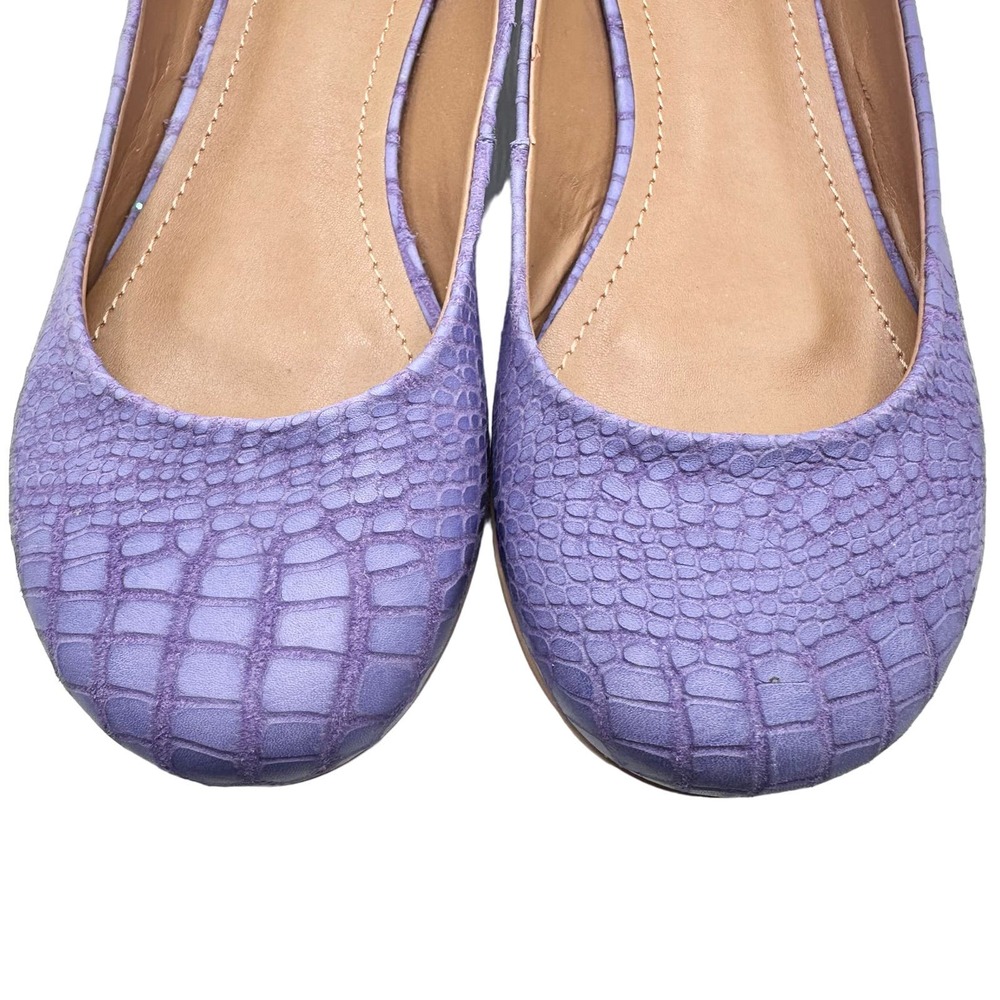 Masiero | Women | Lavender Croc Embossed Round Toe Leather Flats | Size 7 - Picture 8 of 11